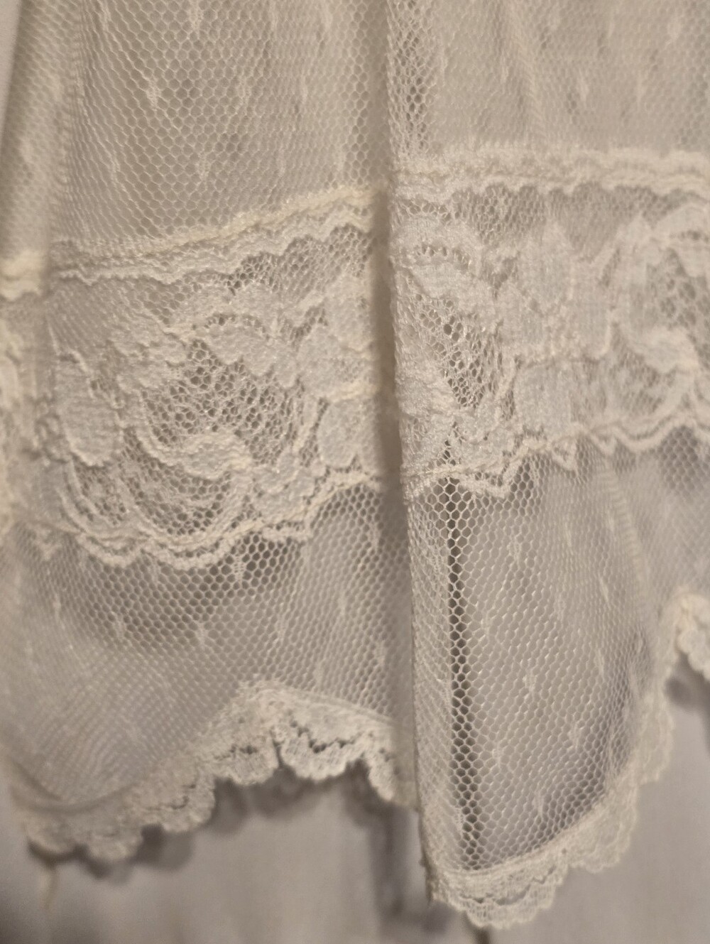 Vtg At Once Women's White Sheer Lace Polyester High Neck Puff Button Blouse Sz S - Picture 3 of 9